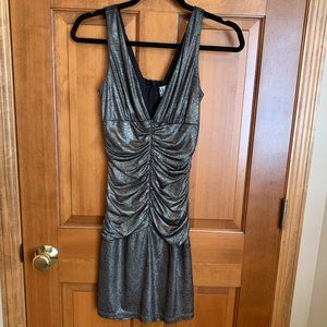 MBN Maria Bianca Nero Dress Ruched Metallic - Size P